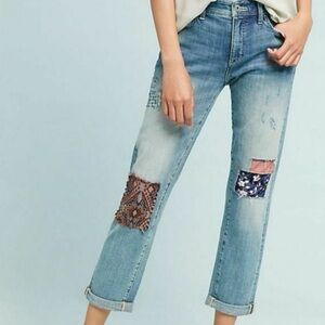 Anthropologie Pilcro And The Letterpress Boyfriend Jeans Distressed Patchwork